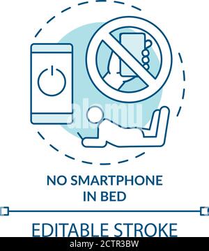 No smartphone in bed turquoise concept icon Stock Vector