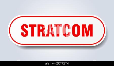 stratcom sign. rounded isolated sticker. white button Stock Vector