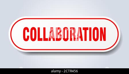collaboration sign. rounded isolated sticker. white button Stock Vector ...