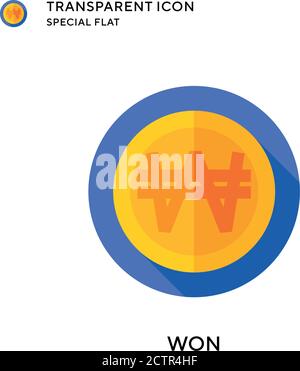 Won vector icon. Flat style illustration. EPS 10 vector. Stock Vector