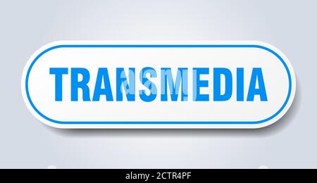 transmedia button. rounded sign isolated on white background Stock ...