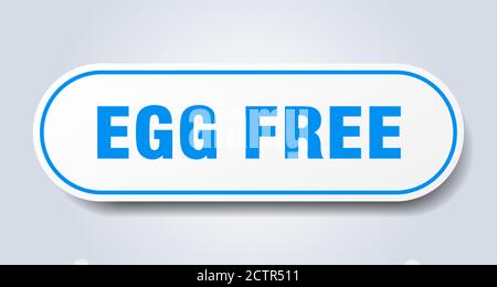 egg free sign. rounded isolated sticker. white button Stock Vector