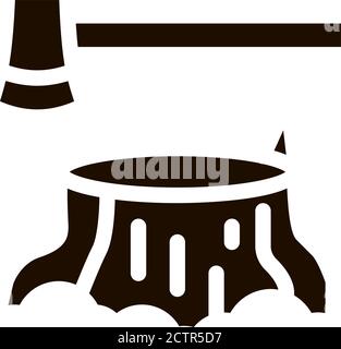 Tree Stub And Ax Hatchet Vector Icon Stock Vector