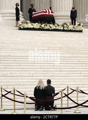 Washington, DC, United States. 24th Sep, 2020. Lauren Coyle and Jeffrey Rosen pay their respects to Supreme Court Justice Ruth Bader Ginsburg as she lies in repose at the US Supreme Court on Thursday, September 24, 2020. The couple were married by Justice Ginsburg in 2017. Photo by Jemal Countess/UPI Credit: UPI/Alamy Live News Stock Photo