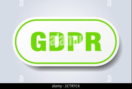 gdpr sign. rounded isolated sticker. white button Stock Vector