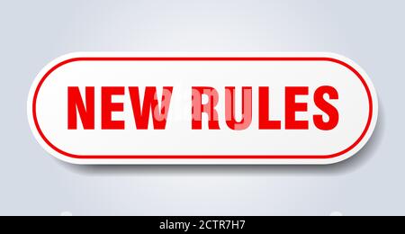 new rules sign. rounded isolated sticker. white button Stock Vector