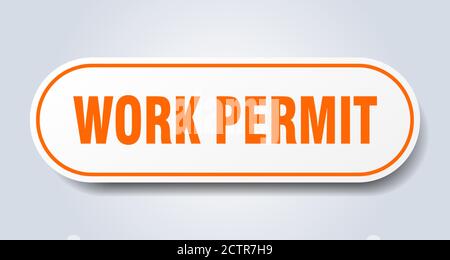 work permit sign. rounded isolated sticker. white button Stock Vector