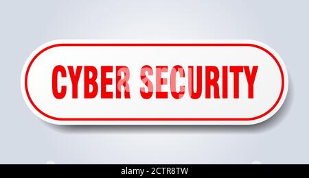 cyber security sign. rounded isolated sticker. white button Stock Vector