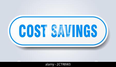 cost savings sign. rounded isolated sticker. white button Stock Vector