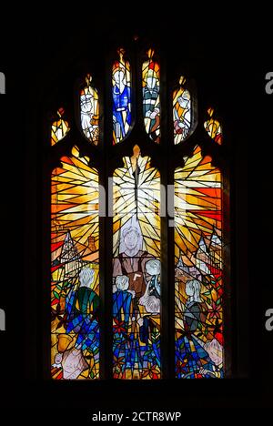 One of the stained glass in  St John the Baptist Church,Henley-in- Arden, Warwichshire,England. Stock Photo