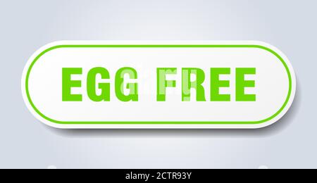 egg free sign. rounded isolated sticker. white button Stock Vector