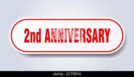 2nd anniversary sign. rounded isolated sticker. white button Stock Vector