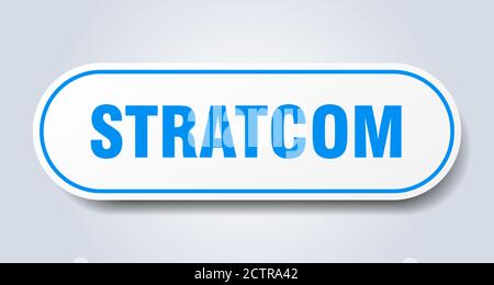 stratcom sign. rounded isolated sticker. white button Stock Vector