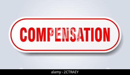 compensation sign. rounded isolated sticker. white button Stock Vector