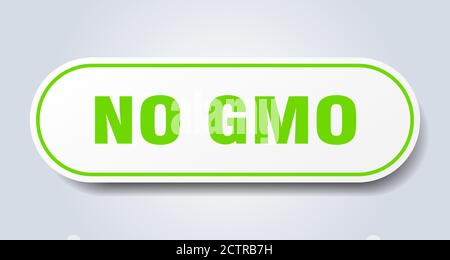 no gmo sign. rounded isolated sticker. white button Stock Vector