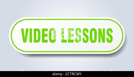 video lessons sign. rounded isolated sticker. white button Stock Vector