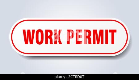 work permit sign. rounded isolated sticker. white button Stock Vector