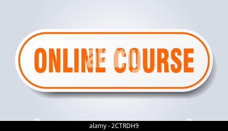 online course sign. rounded isolated sticker. white button Stock Vector ...