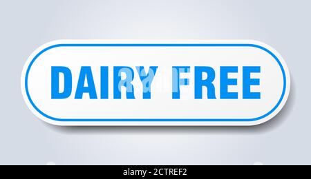 dairy free sign. rounded isolated sticker. white button Stock Vector