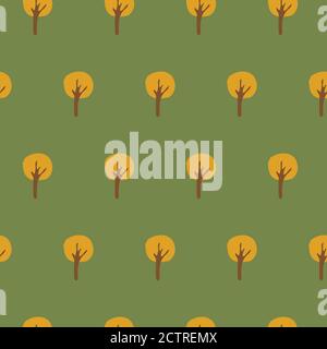 Seamless Autumn Pattern with yellow trees. Vector Illustration Stock Vector