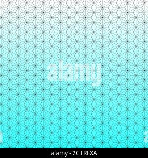 Asa no ha pattern aka Hemp seed blue gradient pattern vector, Asanoha Japanese motif, sacred Stock Vector
