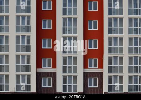 Fragment of a modern new multi-storey residential public building Stock Photo