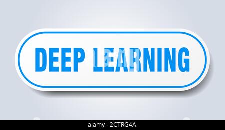 deep learning sign. rounded isolated sticker. white button Stock Vector
