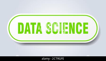data science sign. rounded isolated sticker. white button Stock Vector