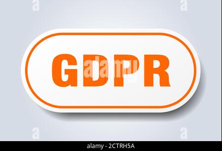 gdpr sign. rounded isolated sticker. white button Stock Vector