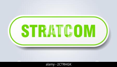 stratcom sign. rounded isolated sticker. white button Stock Vector