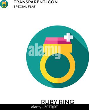 Ruby ring vector icon. Flat style illustration. EPS 10 vector. Stock Vector