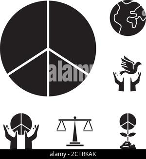 bundle of nine human rights silhouette style set icons vector illustration design Stock Vector