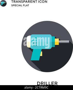 Driller vector icon. Flat style illustration. EPS 10 vector. Stock Vector