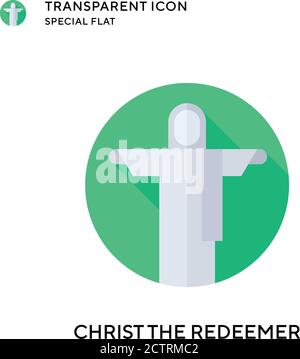 Christ the Redeemer icon flat style. Rio de Janeiro monument, a ...