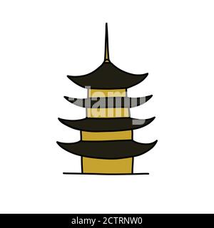 chinese building doodle icon, vector illustration Stock Vector