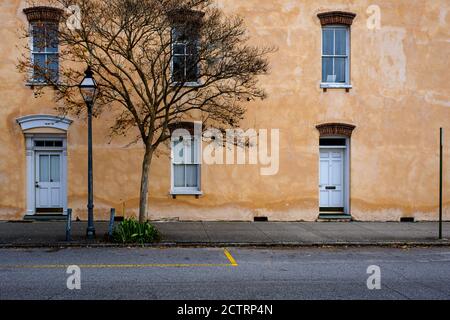 CHARLESTON, SOUTH CAROLINA - CIRCA DECEMBER 2019: Empty street in the French Quarter of Charleston Stock Photo