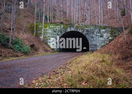 BRYSON CITY, NORTH CAROLINA - CIRCA DECEMBER 2019: Tunnel at the end of the Road to Nowhere at the Lakeview Drive close to Bryson City, in the Smoky M Stock Photo