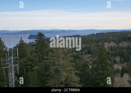 Beautiful view near the Oregon Coast as seen from the Astoria Column in Astoria, Oregon Stock Photo