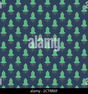 simple spaceships seamless vector pattern Stock Vector