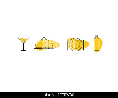 Set Cutlery Flat Icon on white background in vector illustration Stock Vector