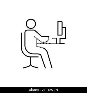 Businessman working on computer icon outline Stock Vector