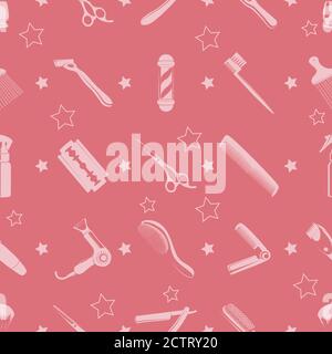 Vector seamless pattern concept of barbershop or men's hairdressing salon.  Stock Vector