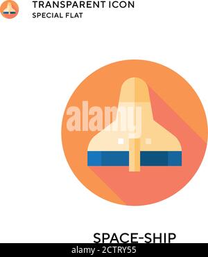 Space-ship vector icon. Flat style illustration. EPS 10 vector. Stock Vector