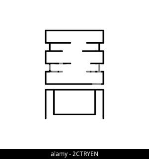 Black flat line vector icon for simple office water cooler on white background. Stock Vector