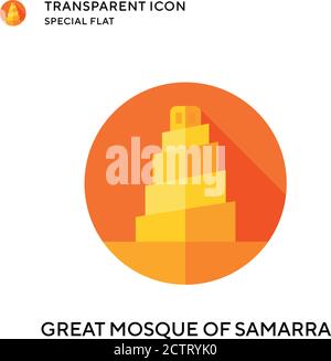 Great mosque of samarra vector icon. Flat style illustration. EPS 10 vector. Stock Vector