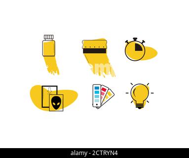 Set Screen Printing Flat Icon on white background in vector illustration Stock Vector