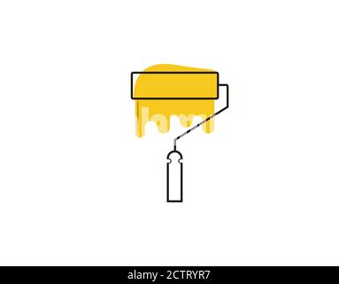 paint roller Icon on white background in vector illustration Stock Vector