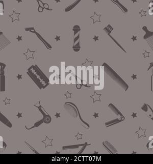 Vector seamless pattern concept of barbershop or men's hairdressing salon. Stock Vector