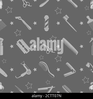 Vector seamless pattern concept of barbershop or men's hairdressing salon. Stock Vector