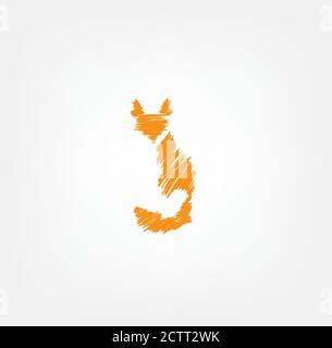 Fox logo in brush style. Hand drawing logo. Simple logo template. Vector illustration